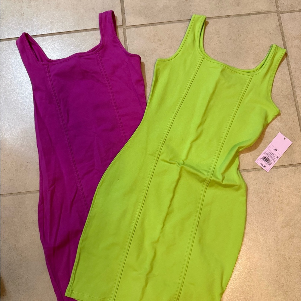 Vibrant Pink and Green Bodycon Dresses